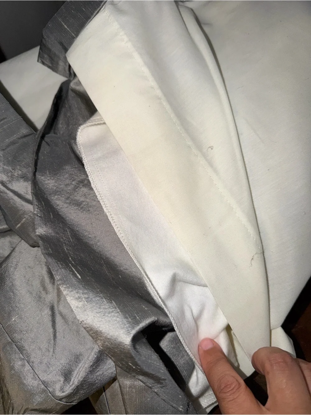 Custom Gray Dupioni-Style Drapery Panels 96” Lined Interlined Pleated Pair